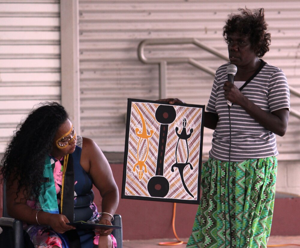 Painted and presented by Cindy Jinmarabynana