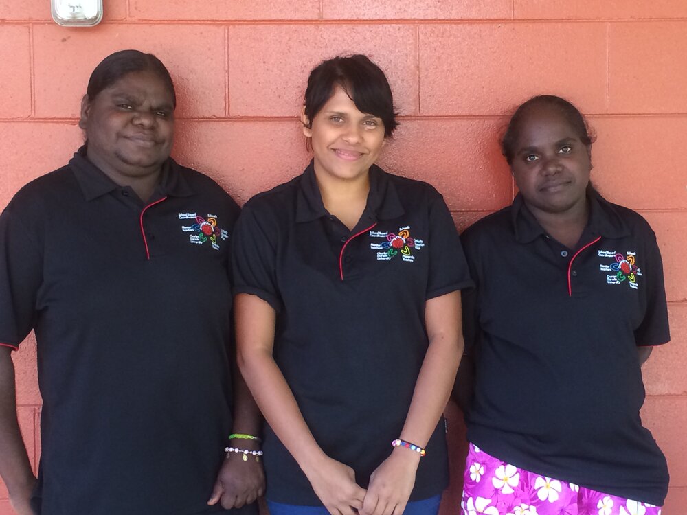 GOO students Wadeye, Claudette Bunduck, Miriam Curwen-Walker, Freda Bunduck