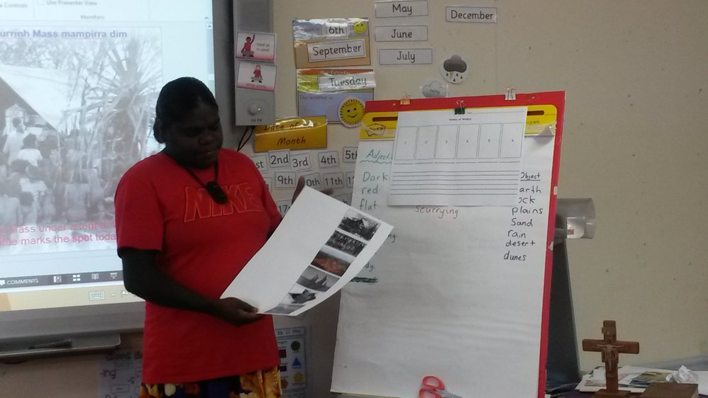 Claudette teaching in language