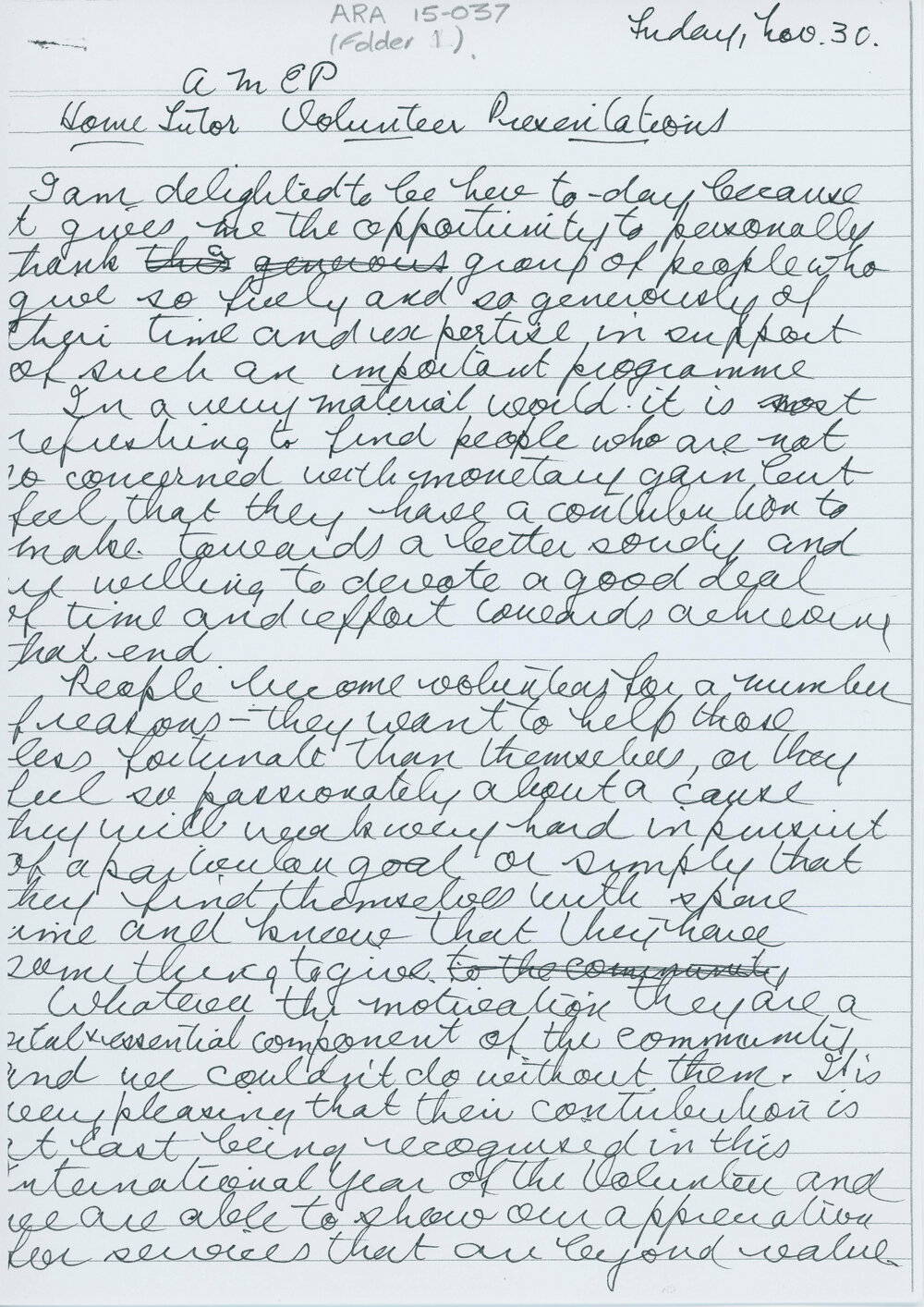 Address to Adult Migrant English Program (AMEP) Home Tutor Volunteers