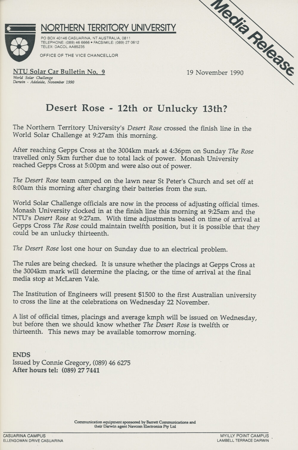 NTU Solar Car Bulletin No. 9