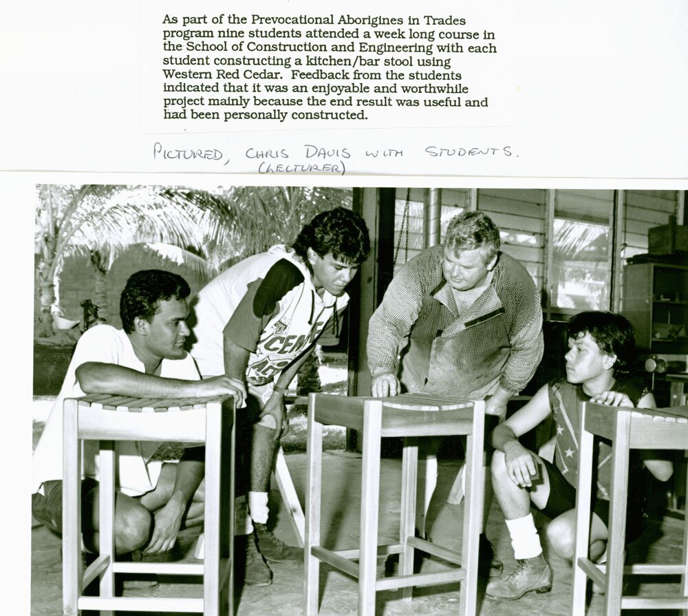 Chris Davis with Pre-vocational trades students