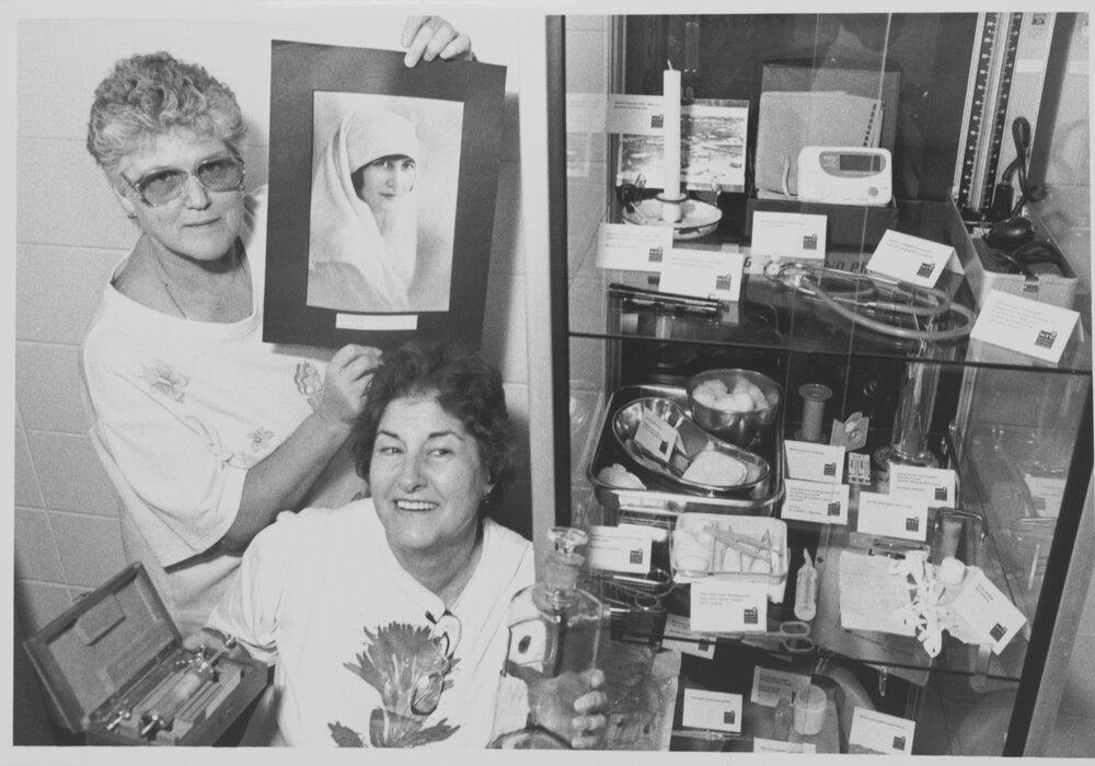 Cecelia Batterham (left) and Janie Mason with a nursing display