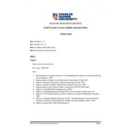 Nancy (Nan) Giese Collection Item List
