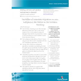The Effect of Interstate Migration on non-Indigenous Sex Ratios in the Northern
Territory