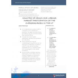 Country of Origin and labour market participation of the overseas-born in the NT