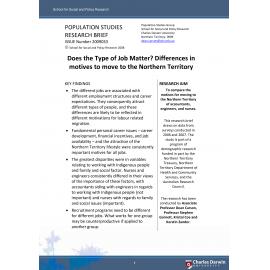 Does the Type of Job Matter? Differences in motives to move to the Northern Territory