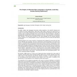 The Origins of Alternate Sign Languages in Australia: could they include hearing Impairment?