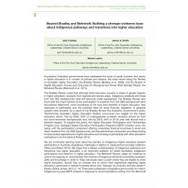 Beyond Bradley and Behrendt:  Building a stronger evidence-base about Indigenous pathways and transitions into higher education
