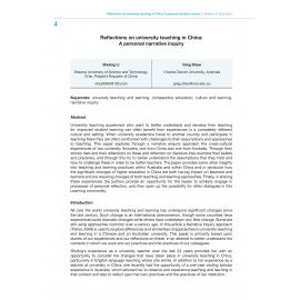 Reflections on university teaching in China: A personal narrative inquiry