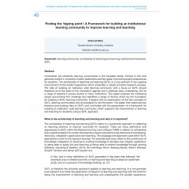 Finding the ‘tipping point’: A Framework for building an institutional learning community to improve learning and teaching