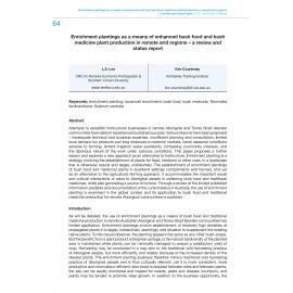 Enrichment plantings as a means of enhanced bush food and bush medicine plant production in remote arid regions – a review and status report