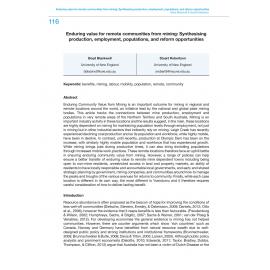 Enduring value for remote communities from mining: Synthesising production, employment, populations, and reform opportunities