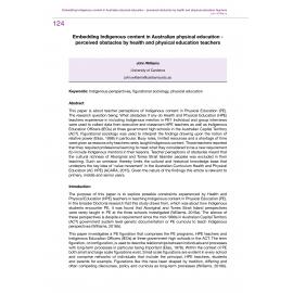 Embedding Indigenous content in Australian physical education - perceived obstacles by health and physical education teachers