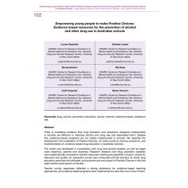 Empowering young people to make Positive Choices: Evidence-based resources for the prevention of alcohol and other drug use in Australian schools