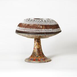 Pedestal tray (dulang) and beaded cover
