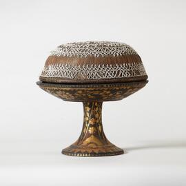 Pedestal tray (dulang) and beaded cover