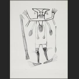 Untitled [figure, throwing stick, nulla nulla]