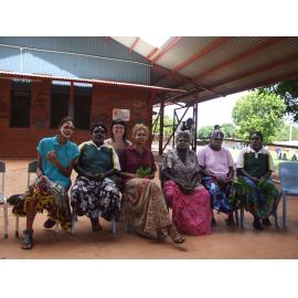 Maningrida RITE students Alice Eather, Cindy Jinmarabynana, Grace Eather, Rebecca Baker, Heleana Wauchope, Sharon Hayes, Deborah Bangamorra